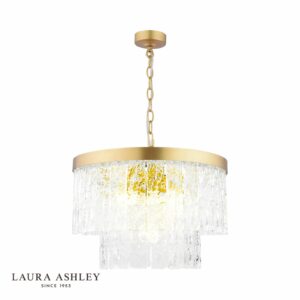 laura ashley durnsford 4 light pendant matt antique brass and glass - Stillorgan Decor