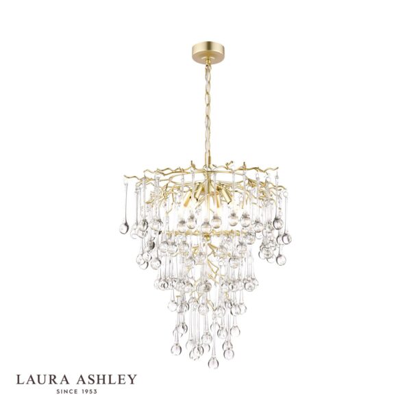 laura ashley willow 4 light pendant satin champagne and crystal - Stillorgan Decor