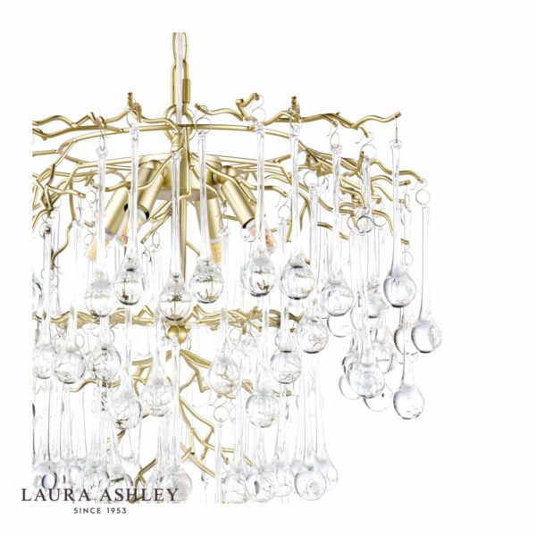 laura ashley willow 4 light pendant satin champagne and crystal - Stillorgan Decor