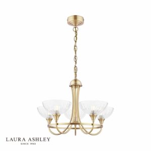 laura ashley wellham 5 light armed pendant antique brass and glass - Stillorgan Decor