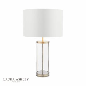 laura ashley harrington large table lamp antique brass and glass with shade - Stillorgan Decor