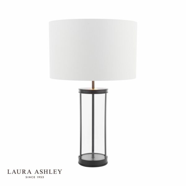 laura ashley harrington large table lamp matt black and glass with shade - Stillorgan Decor