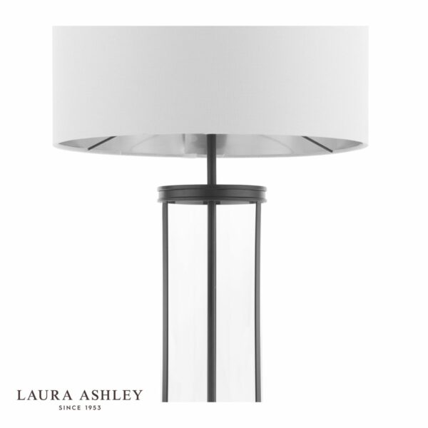 laura ashley harrington large table lamp matt black and glass with shade - Stillorgan Decor