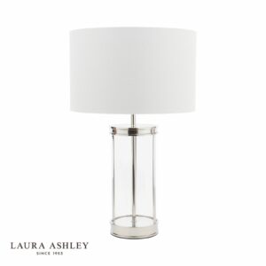 laura ashley harrington small table lamp polished nickel and glass with shade - Stillorgan Decor