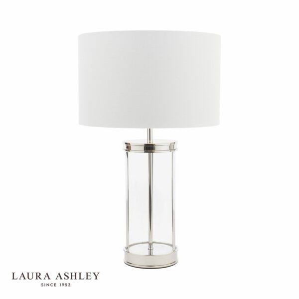 laura ashley harrington small table lamp polished nickel and glass with shade - Stillorgan Decor