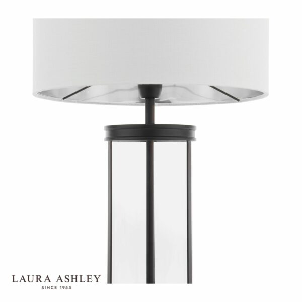 laura ashley harrington small table lamp matt black and glass with shade - Stillorgan Decor