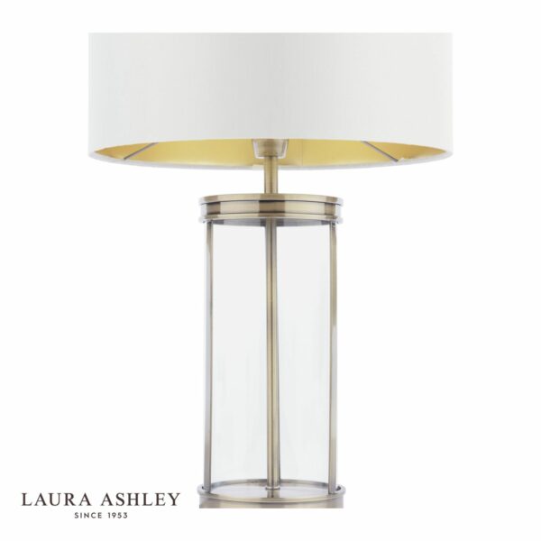 laura ashley harrington small table lamp antique brass and glass with shade - Stillorgan Decor