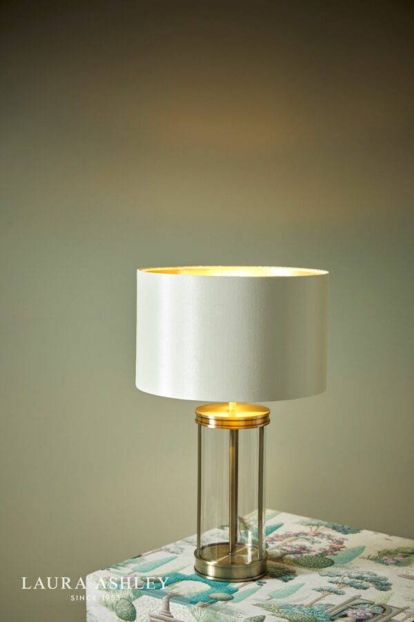 laura ashley harrington small table lamp antique brass and glass with shade - Stillorgan Decor