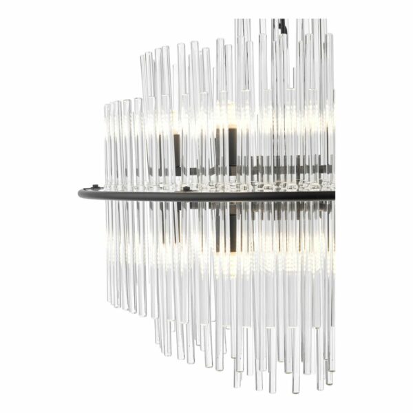 stunning tiered glass rod ceiling pendant satin black - Stillorgan Decor