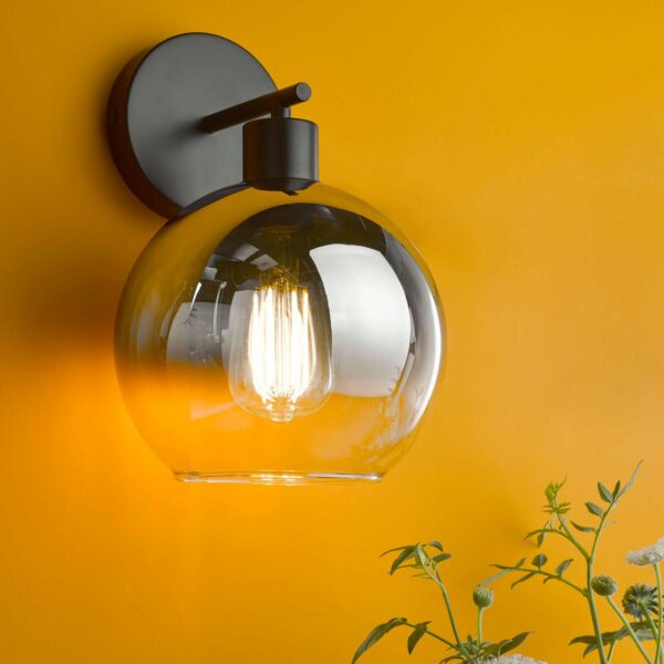 single wall light matt black and smoked ombre glass - Stillorgan Decor