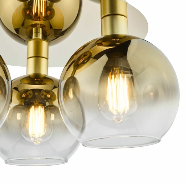 3 light flush satin gold and gold ombre glass ceiling light - Stillorgan Decor