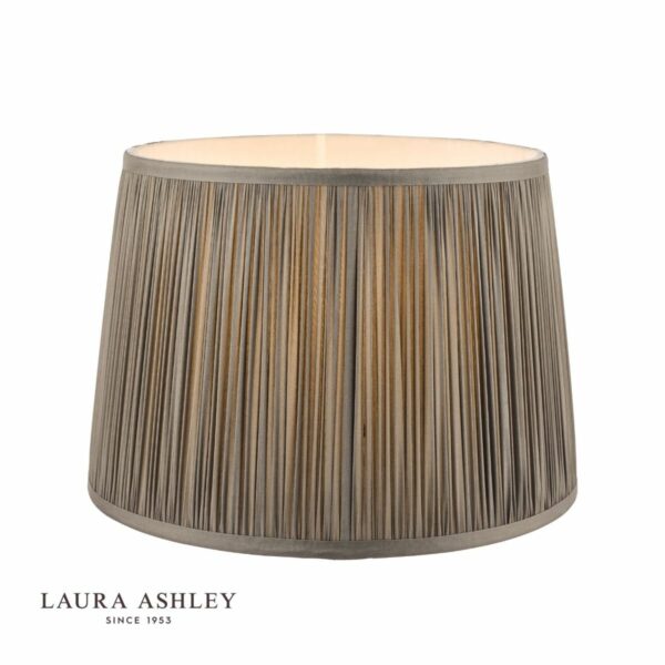 laura ashley hemsley pleated silk empire drum shade grey 25cm/10 inch - Stillorgan Decor