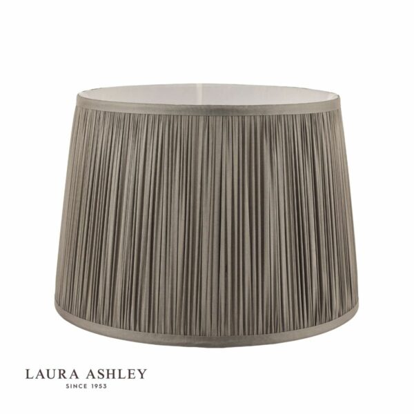 laura ashley hemsley pleated silk empire drum shade grey 25cm/10 inch - Stillorgan Decor