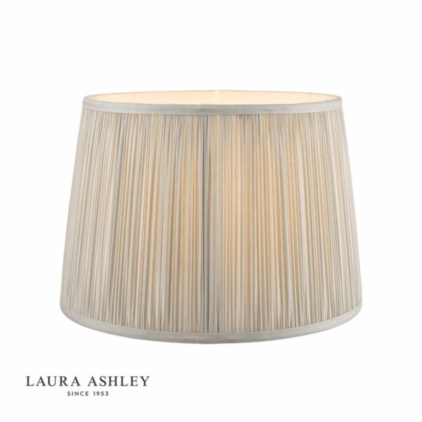 laura ashley hemsley pleated silk empire drum shade silver 25cm/10 inch - Stillorgan Decor