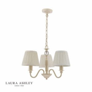 laura ashley ellis 3lt pendant ivory with shades - Stillorgan Decor