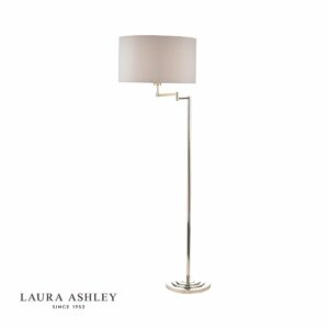 laura ashley marlowe swing arm floor lamp polished nickel with shade - Stillorgan Decor