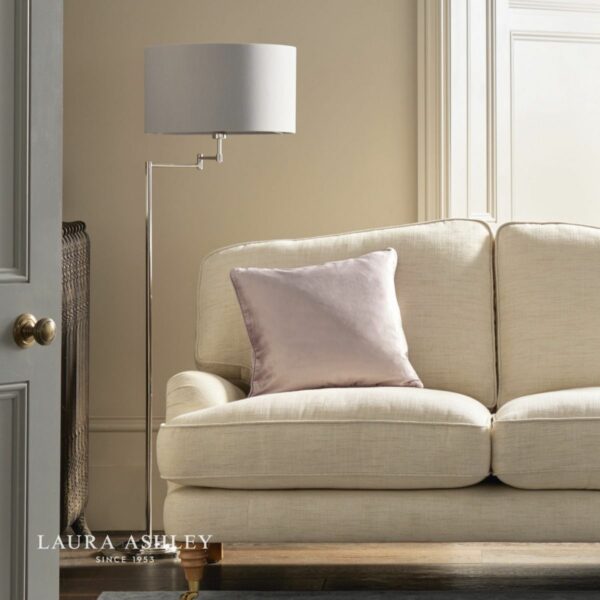 laura ashley marlowe swing arm floor lamp polished nickel with shade - Stillorgan Decor