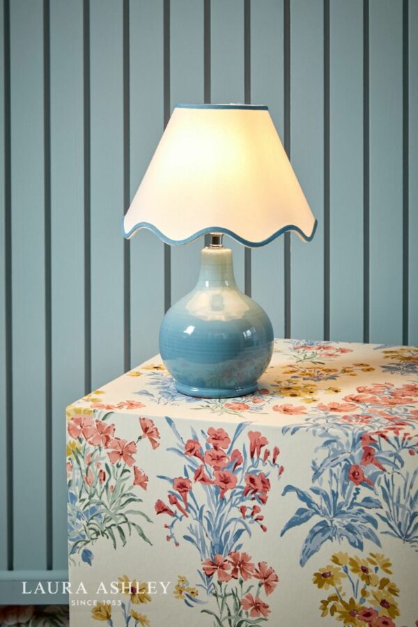 laura ashley bramhope table lamp blue ceramic with shade - Stillorgan Decor