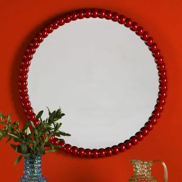 bobbin round mirror 70cm red - Stillorgan Decor