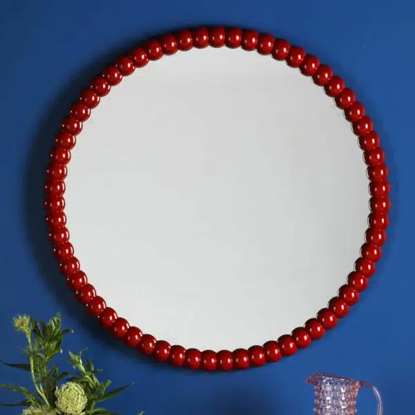 bobbin round mirror 70cm red - Stillorgan Decor