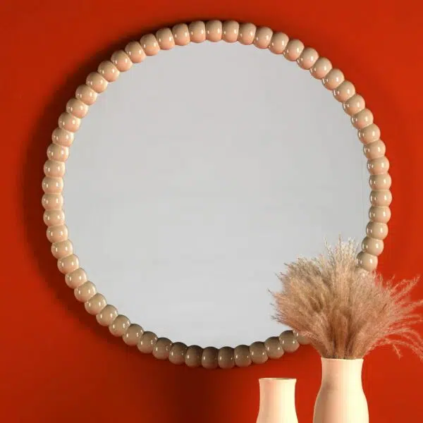 bobbin round mirror 70cm cream - Stillorgan Decor
