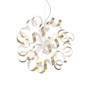modern 6 light ribbon pendant white and gold - Stillorgan Decor