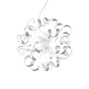 modern 6 light ribbon pendant white and silver - Stillorgan Decor