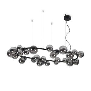 modern 30 globe rounded ceiling pendant matt black with smoked globes - Stillorgan Decor
