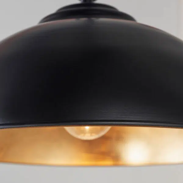 opulent matt black and gold leaf inner dome pendant - Stillorgan Decor