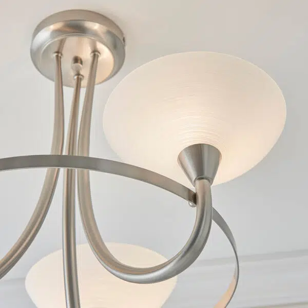 classic modern 3 light white shade ceiling light satin chrome - Stillorgan Decor