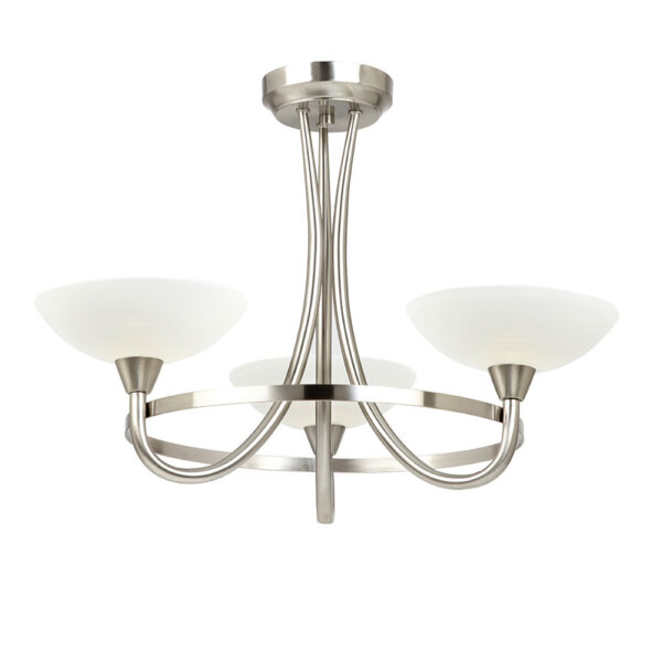 classic modern 3 light white shade ceiling light satin chrome - Stillorgan Decor