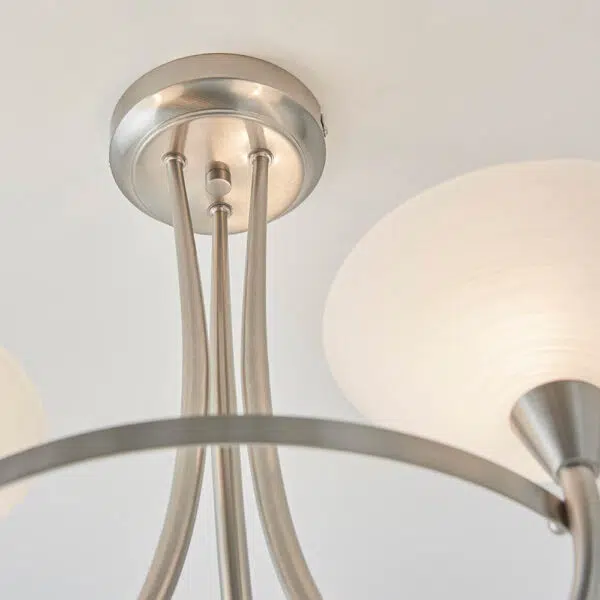 classic modern 3 light white shade ceiling light satin chrome - Stillorgan Decor