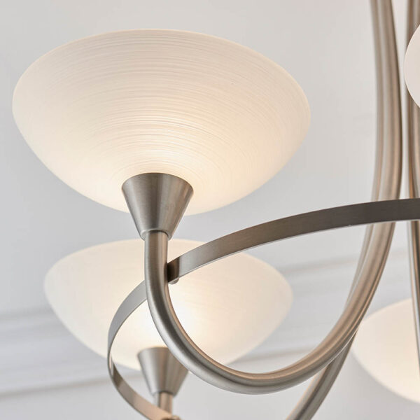 classic modern 5 light white shade ceiling light satin chrome - Stillorgan Decor