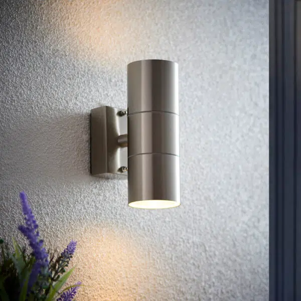 modern upward downward steel outdoor wall light - Stillorgan Decor