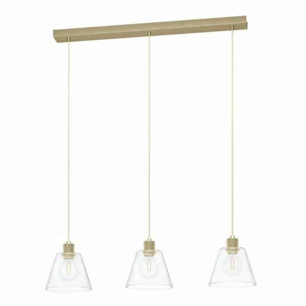 modern gold conical glass 3 light pendant light - Stillorgan Decor