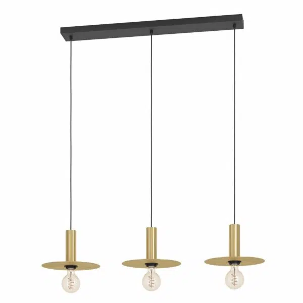 modern brass 3 light metal disc ceiling light - Stillorgan Decor