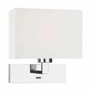 elegant wall light polished chrome with rectangular shade - Stillorgan Decor