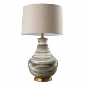 modern beige and grey stripe table lamp - Stillorgan Decor