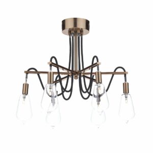 industrial braided cable semi flush 6 light ceiling light - Stillorgan Decor