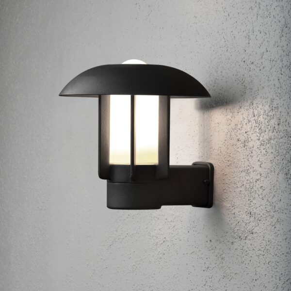 modern upward outdoor wall light opal glass black - Stillorgan Decor