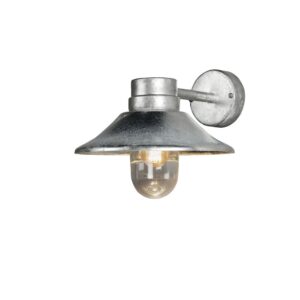 modern domed exterior wall light with glass shade silver galvanized - Stillorgan Decor