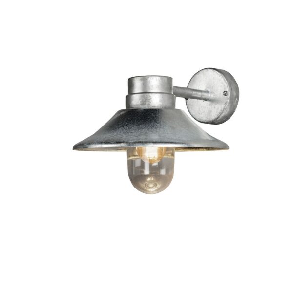 modern domed exterior wall light with glass shade silver galvanized - Stillorgan Decor