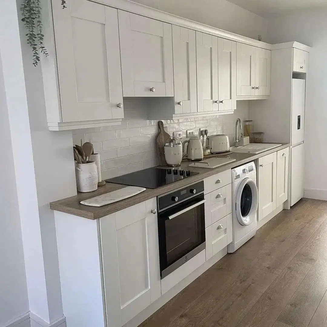 Don't like your laminate kitchen? Paint it!

That's what the brilliant @littlehouseonthesquaree did using our Painting Made Easy 'Kitchen Cupboard Kit' featuring @tikkurila_ireland in the colour 🎨Calla.

This kit includes everything you need to transform any kitchen cupboard type - appropriate Tikkurila primer, luxurious Helmi Topcoat and all the bits and pieces to perfectly prepare and paint your cupboards. You will achieve a spray like finish thanks to the @twofussyblokes @butleranddunne microfibre rollers included in the kit. 👌

Well done on your kitchen transformation Debi! 👏

< Swipe for before and afters. <