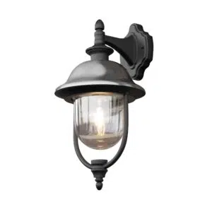 modern classic down light domed outdoor wall light black with clear glass - Stillorgan Decor