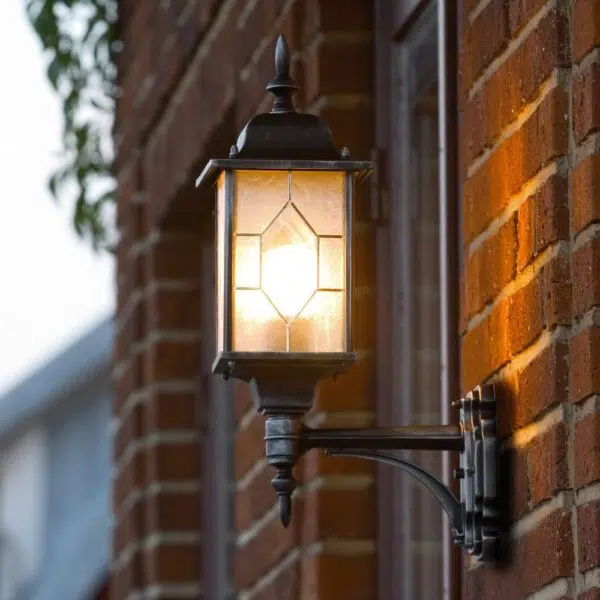 classical upward lantern outdoor wall light black/silver - Stillorgan Decor