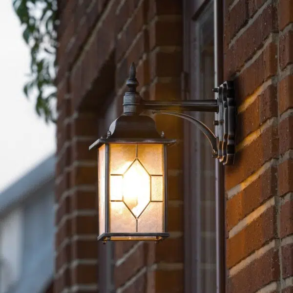 classical downward lantern outdoor wall light black/silver - Stillorgan Decor