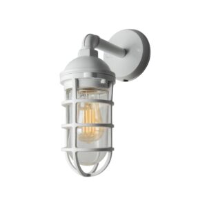 modern downward grid white outdoor wall light with clear glass - Stillorgan Decor