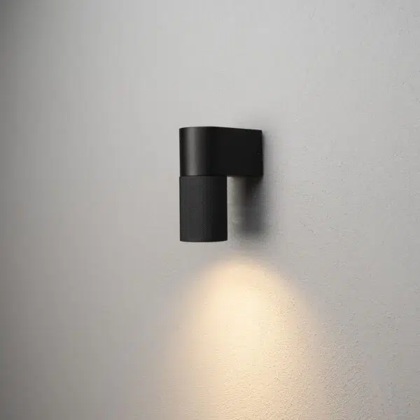 modern downward textured cylinder wall light black - Stillorgan Decor