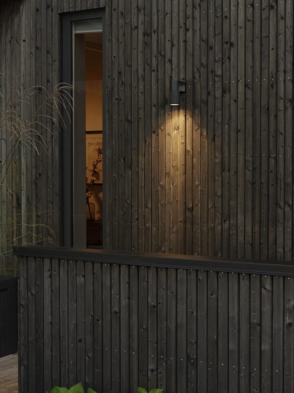 modern downward textured cylinder wall light black - Stillorgan Decor