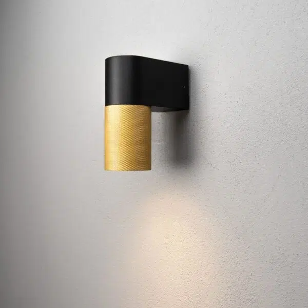 modern downward textured cylinder wall light black and gold - Stillorgan Decor